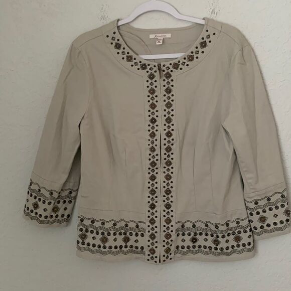 JM Collection Women’s Embroidered Jacket Size 12 - Picture 1 of 9